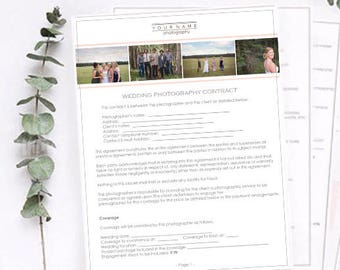 Wedding Photography Contract - Wedding Contract - Photography Template - Marketing Kit - Instant Download - Business Form - Welcome Packet