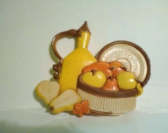 Vintage Homco Syroco Molded Fruit Bowl Plaque #7610-A 1981