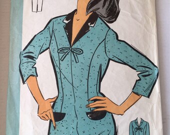 Fabulous 60's french vintage sewing pattern - "Patrons Modele 85018" woman shift dress size 44 / size 16