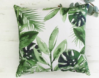 Palm cushion cover, Palm pillow, Tropical leaves cushions, throw pillows, green cushion, designer, unique cushion, UK seller, Trend 2017