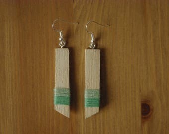 Cotton and simple wooden earrings
