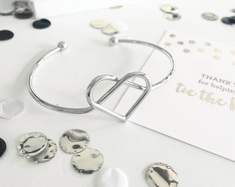 Heart "Tie the Knot" Bracelet - Silver Plated- Bridesmaids Gifts - Bridal Party Gifts - Maid of Honor - Wedding Favors