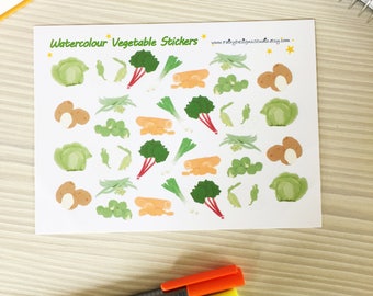 Watercolour Vegetable Planner Stickers
