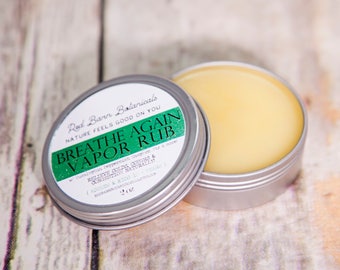 Organic Medicated Chest Vapor Rub ~ Adults and Children 10 Plus Years ~ Natural Nasal Decongestant, Aromatherapy, Get Well Gift Basket Idea