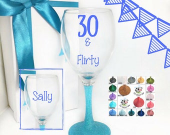 30th birthday for her, personalised 30th birthday gift for her, wine glass 30th birthday wine glass, 30th wine glass, dirty 30 wine glass