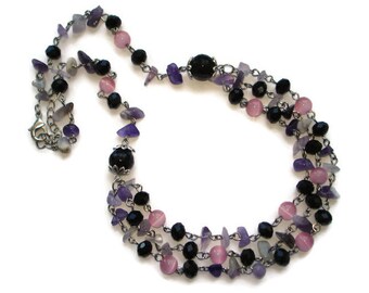 Amethyst necklace silver Purple amethyst jewelry sets February birthstone necklace for mom Custom birthstone necklace for grandma birthday