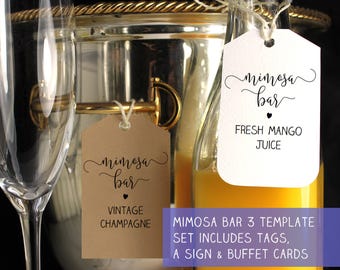 Mimosa bar sign, Mimosa bar tags, Mimosa labels, Mimosa Bar, Mimosa bar printable, Bubbly bar sign, Bridal shower mimosa, Wedding mimosa bar