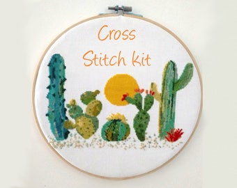 Cross Stitch Kit Modern- Cactus Cross Stitch Pattern Kit