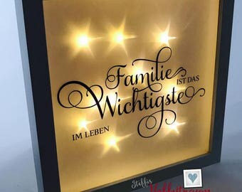 Bright-line frame, 3D frame, catchment, family, gift new House, photo frame illuminated, picture frame with light