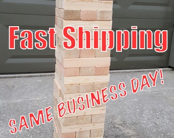 Giant Jenga inspired - Texan Towers - w/ optional carrying tote - 54 pcs - FAST SHIPPING! 7.5" sanded and planed pieces for smooth play!