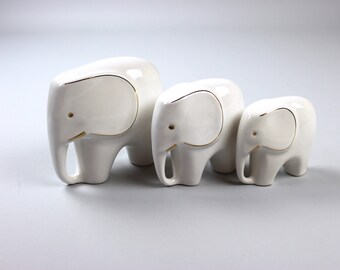 3 set porcelain elephant, elephant, vintage decoration, collector figures, 70s