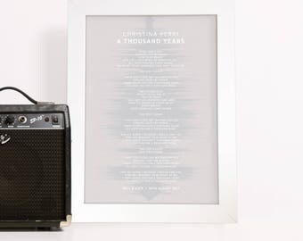 Custom Lyrics Sound Wave Print - Framed Art Print with Soundwave Background Fully Personalised with your song