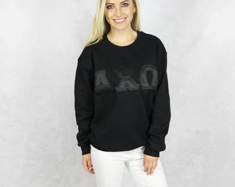 Alpha Chi Omega Crewneck Black on Black Sweatshirt