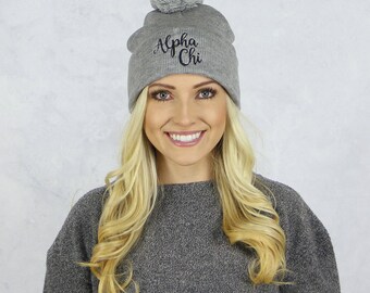 Alpha Chi Omega Beanie in Gray