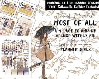 Fall Autumn Weekly Planner Stickers / Erin Condren weekly kit /Happy Planner weekly kit /Printable Planner Stickers /Silhouette Cut Files