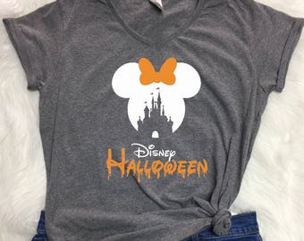 Disney CASTLE halloween V-neck shirt, Ladies halloween shirt, Disney halloween shirt, mnsshp shirt, Disney inspired shirt