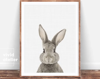 Bunny Print, Nursery Wall Art, Woodland Nursery Decor, Nursery Animal Wall Art, Rabbit Print Wall Art, Woodland Animals, Nursery Art Print