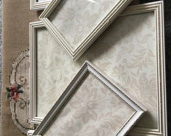 Lovely set of vintage frames / instant wall art / shabby chic wall decor/ vintage gold and cream frames / shabby chic picture frames