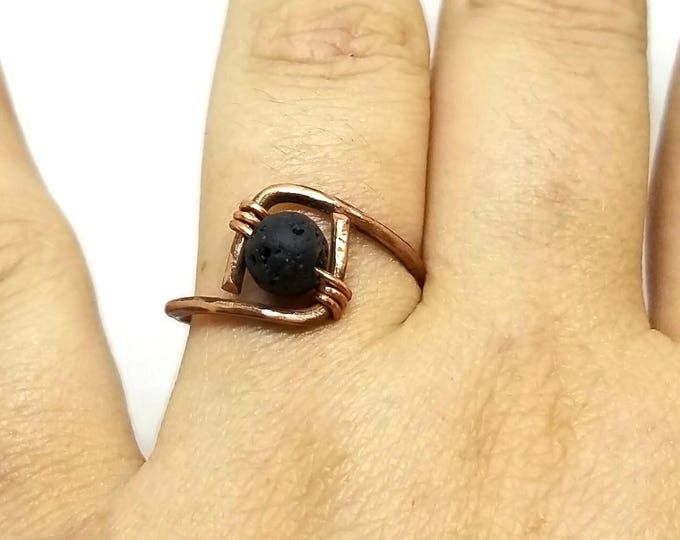 Lava Copper Ring, Essential Oil Diffuser Ring, Aromatherapy Jewelry, US Size 9 Copper Ring, Unique Birthday Gift, Gift for Her