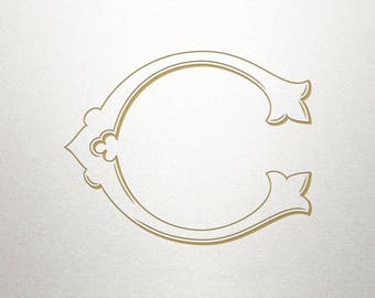 Single Letter Monogram - Initial C - Single Letter - Vintage