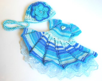 Dress and hat. Set for 13 inch doll, 32 cm 34 cm