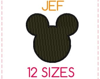 12 SIZES Mickey Mouse Embroidery Design Fill Stitched JEF Format,Embroidery Designs ,Machine Embroidery,Mickey Mouse Head,Instant Download