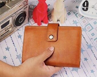 Spacey Wallet Men Women's Genuine Leather Wallet Card Wallet Passport Wallet GIFT Handmade Bifold Light Brown IBA0761
