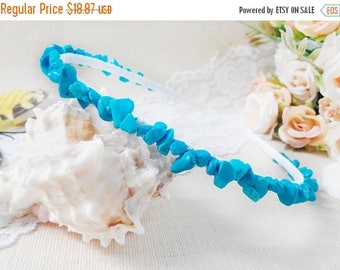 Sale Turquoise woman headband Summer outdoors Bridal headpiece Boho beaded headpiece Bridesmaid hair Blue headband Hair piece jewelry