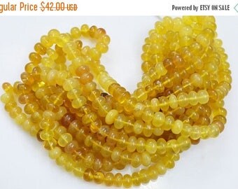 50% OFF Yellow Peruvian Opal Smooth Rondelle Beads 18 Inch Strand ,Yellow Peruvian Opal Smooth Rondelle , 9.50-10.50 mm - MC518