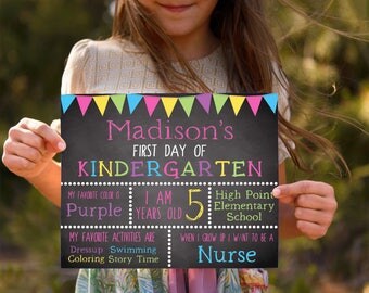 First Day of School Chalkboard- School Signs- School Photo Prop-Back to School Chalkboard-First Grade Sign-School Print-Back to School Sign