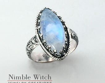 Moonstone ring | Etsy