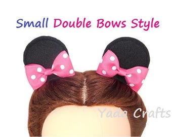 Disney Mickey Mouse Ears Minnie Ears Hair Clips with Bows Costume Party Birthday Deluxe Minnie Mouse Ear alligator hair clips/Halloween