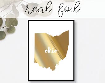 Ohio State Print // Real Gold Foil // Minimal // Gold Foil Print // Decor // Modern Office Print // Typography // Fashion Print