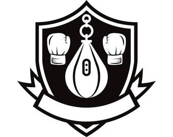 Boxing Logo #7 Boxer Gloves Punching Speed Bag Ring Fight Fighting MMA Ribbon .SVG .EPS Digital Clipart Vector Cricut Cut Cutting Download