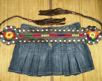 Afghan Kuchi Tribal Pure Leather Belt Vintage Handmade Boho Gypsy Unique Belt Indian Ethnic Banjara Woman Belly Dance Traditional Waist Belt