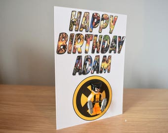 Personalised Wolverine Lego Inspired Birthday Card - Includes Figure!!