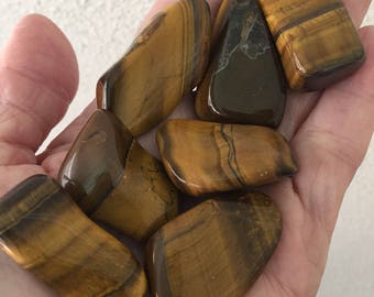 Tiger Eye Stone Tumbled/Healing Crystal/ Tigers Eye/ Heart Chakra Crystal/ CY129