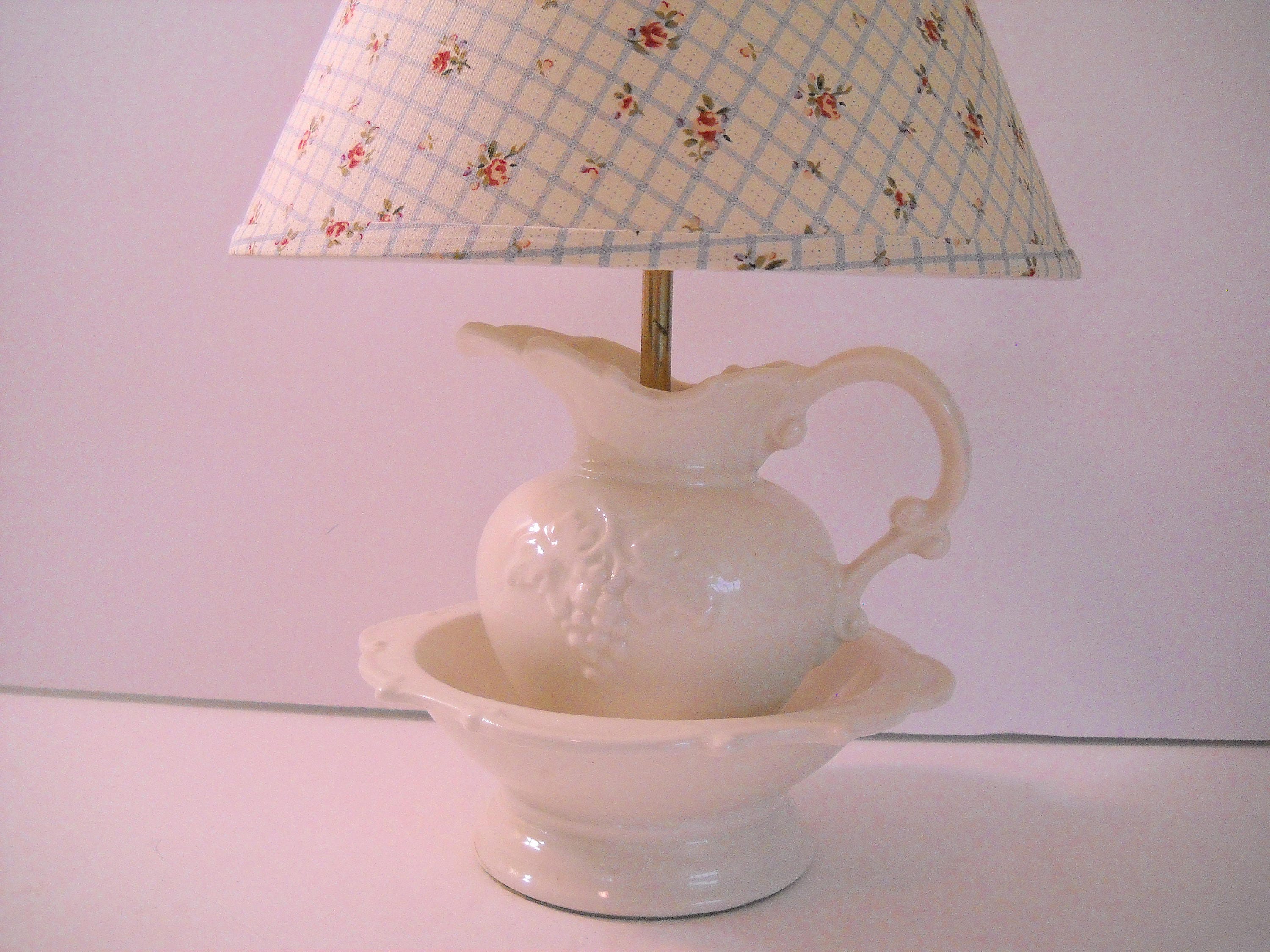 Vintage Water Pitcher and Bowl Lamp