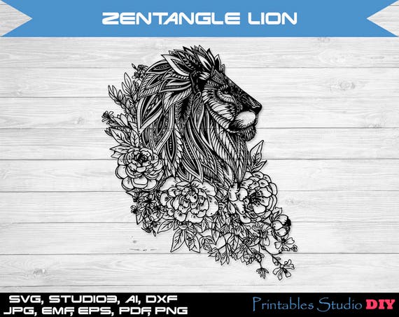 Download Zentangle Lion mandala files cuttable Cricut Design Space