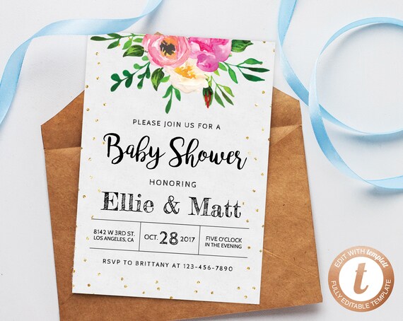 INSTANT DOWNLOAD Baby Shower Invitation Template Printable