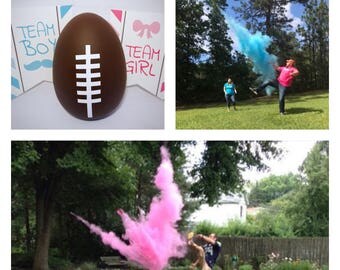 Ships next day! Football One Empty Gender Reveal Football With Two Colors Of Powder Gender Reveal Ideas