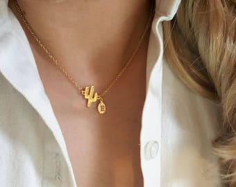 Delicate Petite Cactus Necklace, Cactus necklaces,initial leaf necklace,Layering necklace, tree,Tiny Necklace ,Bridesmaid Gift, valued gift