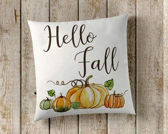 Hello Fall Pillow Cover, Pumpkin Pillow Cover, Fall Pillow Cover, Farmhouse Pillow Cover, Farmhouse Decor, Fall Decor, Home Decor