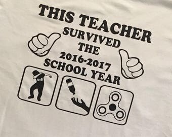 This Teacher Survived The School Year SVG Fidget Spinner Dab Bottle Flipping Shirt SVG Cut File Digital Download Last Day Shirt Design