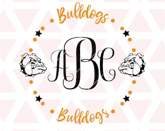 Bulldogs Monogram Frame svg, dxf, cricut, cameo, cut file, football, baseball, softball, volleyball, basketball, soccer, Tball