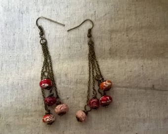 hand made glazed ceramic earthenware beads earrings