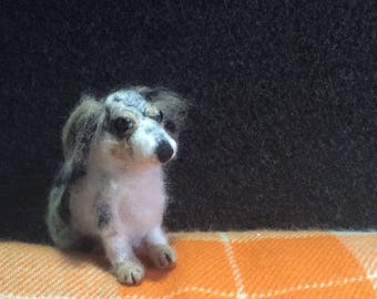 Felted. Dachshund, chihuahua cross, called Pebbles