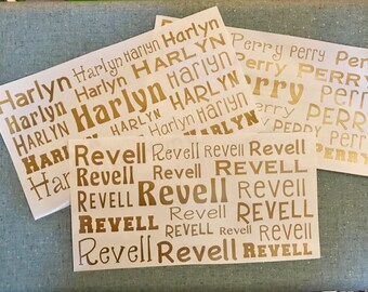 Personalized Name Stickers, Personalized Vinyl Stickers, Name Sticker Sheet, Back to School, Name Decals, Sticker Labels, Label Sheets, Name