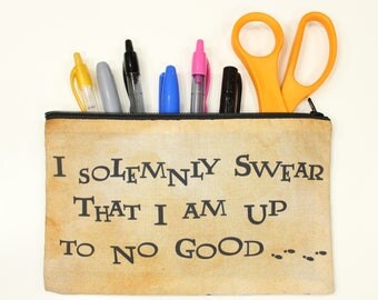 Potterhead Pencil Bag – 8" x 5" Mischief Managed Make Up Bag – I Solemnly Swear That I Am Up To No Good Pencil Pouch –Marauders Zipper Pouch