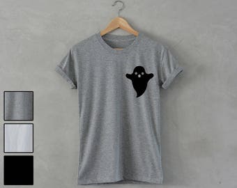 cute GHOST Shirt pocket print unisex T-Shirt hipster fashion party dope swag trending tee strange fun nope blogger instagram top